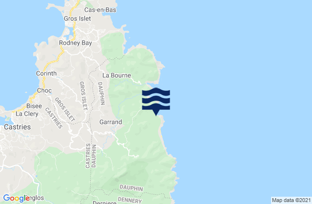 Mappa delle maree di Quarter of Dauphin, Saint Lucia