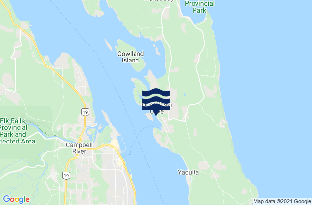 Mappa delle maree di Quathiaski Cove, Canada