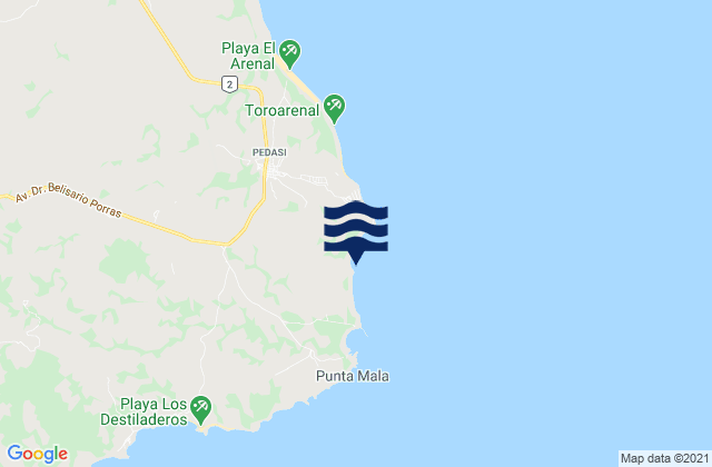 Mappa delle maree di Quebrada El Lagarto, Panama