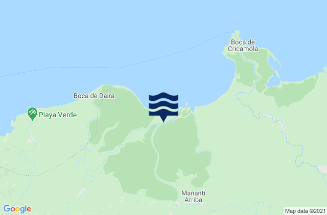 Mappa delle maree di Quebrada Tula, Panama