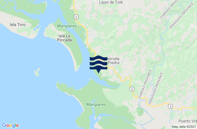 Mappa delle maree di Quebrada de Piedra, Panama
