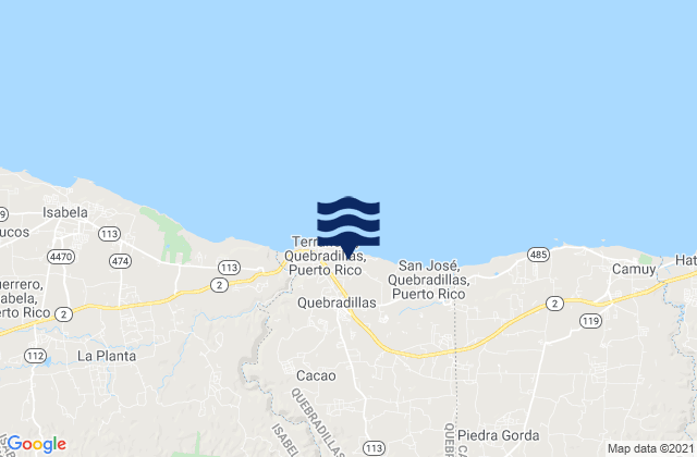 Mappa delle maree di Quebradillas Barrio-Pueblo, Puerto Rico