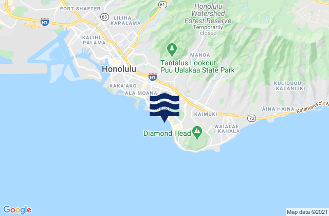 Mappa delle maree di Queens/Canoes (Waikiki), United States