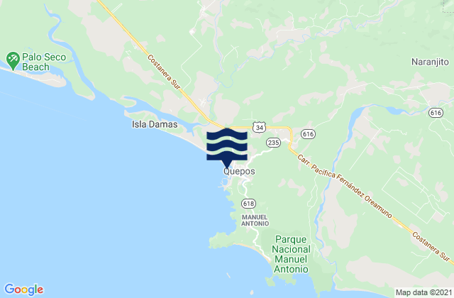 Mappa delle maree di Quepos, Costa Rica