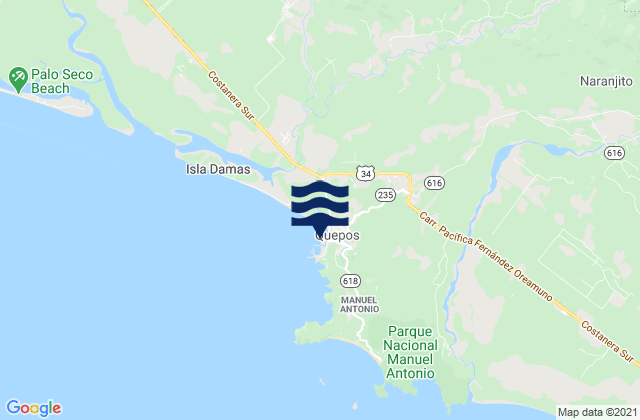 Mappa delle maree di Quepos, Costa Rica