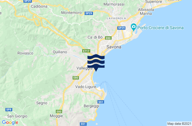 Mappa delle maree di Quiliano, Italy