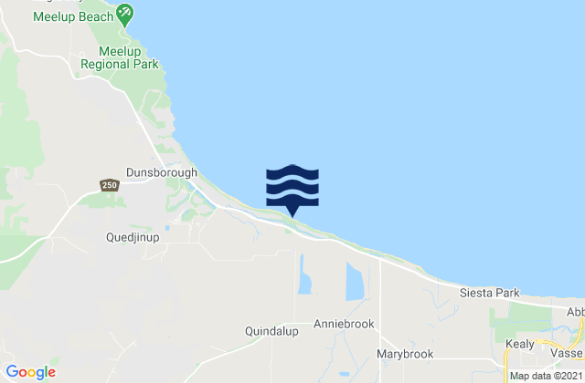Mappa delle maree di Quindalup, Australia