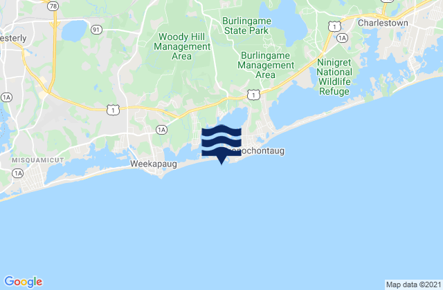 Mappa delle maree di Quonochontaug Beach, United States