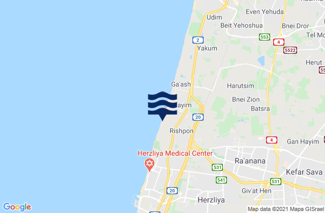Mappa delle maree di Ra'anana, Israel