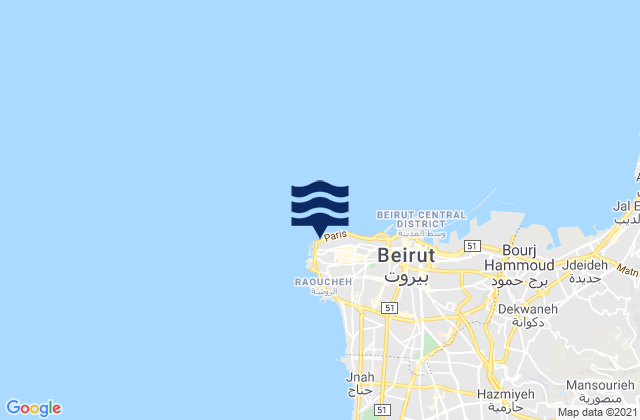 Mappa delle maree di Ra's Bayrut, Lebanon