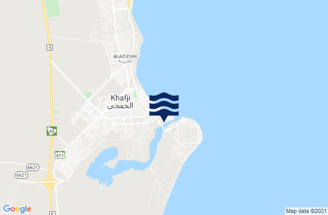 Mappa delle maree di Ra's al Khafji, Saudi Arabia