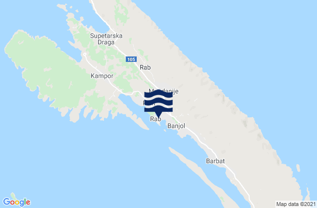 Mappa delle maree di Rab, Croatia