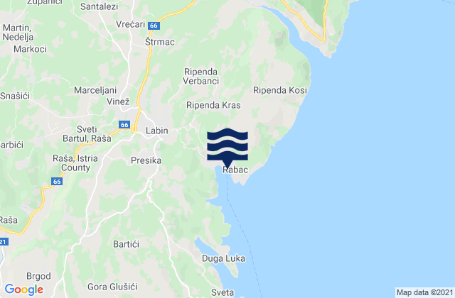Mappa delle maree di Rabac, Croatia