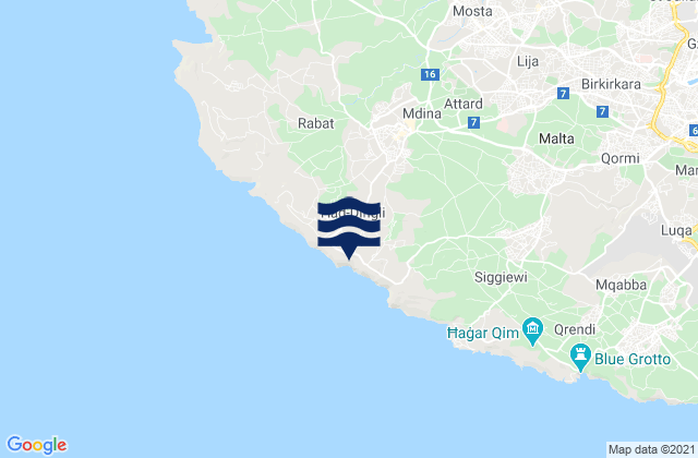 Mappa delle maree di Rabat, Malta