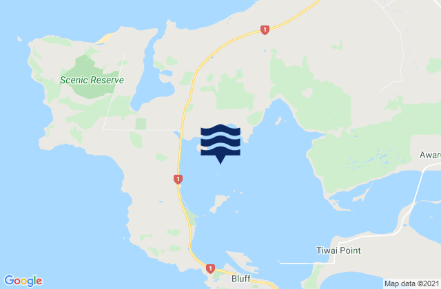Mappa delle maree di Rabbit Island, New Zealand