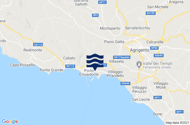 Mappa delle maree di Raffadali, Italy