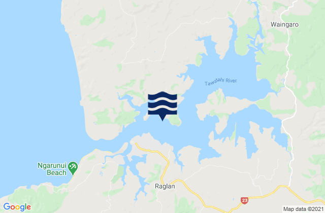 Mappa delle maree di Raglan Harbour (Whaingaroa), New Zealand