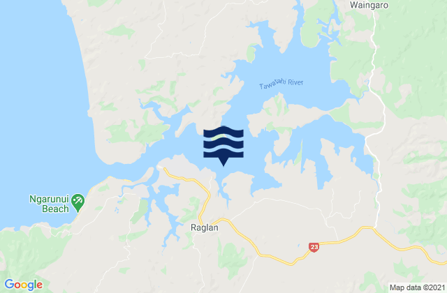 Mappa delle maree di Raglan Harbour, New Zealand