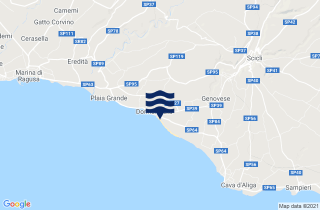 Mappa delle maree di Ragusa, Italy