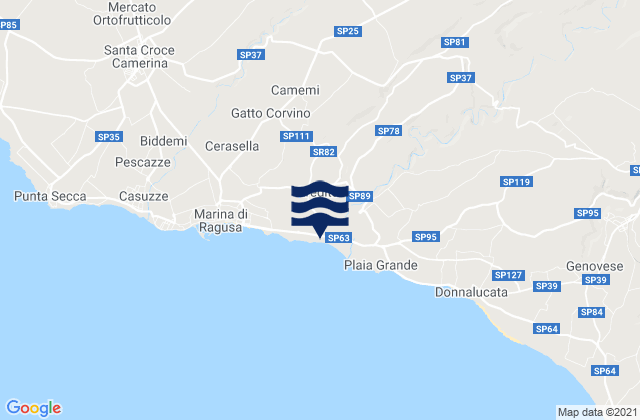Mappa delle maree di Ragusa, Italy