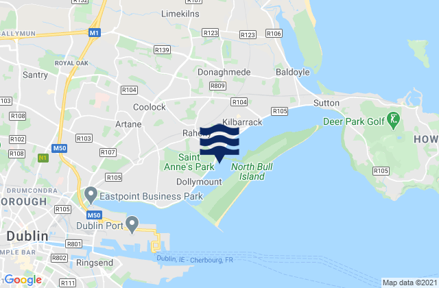 Mappa delle maree di Raheny, Ireland