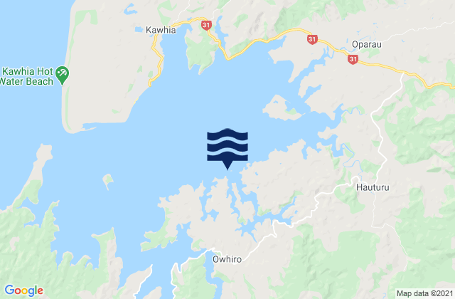 Mappa delle maree di Rakaunui Inlet, New Zealand