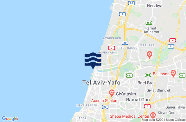 Mappa delle maree di Ramat Gan, Israel