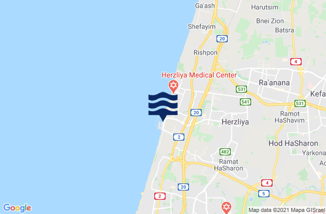 Mappa delle maree di Ramat HaSharon, Israel