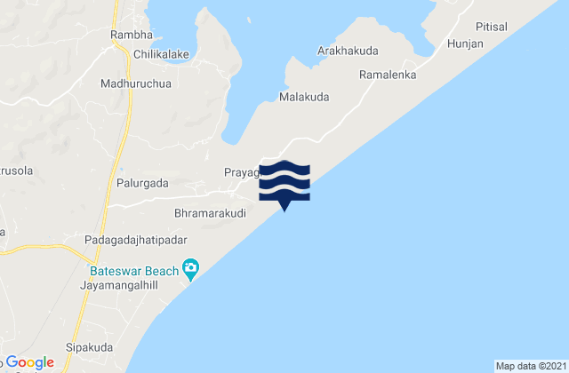 Mappa delle maree di Rambha, India