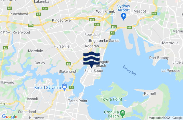 Mappa delle maree di Ramsgate, Australia