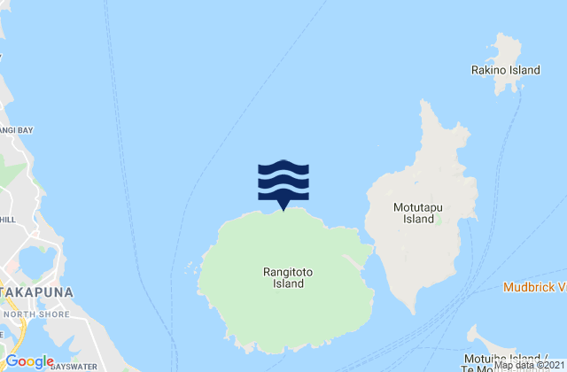 Mappa delle maree di Rangitoto Island, New Zealand