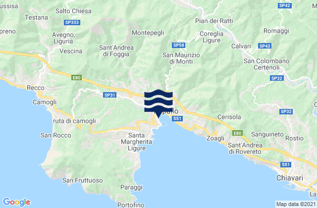 Mappa delle maree di Rapallo, Italy