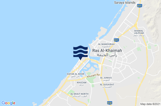 Mappa delle maree di Ras Al Khaimah City, United Arab Emirates