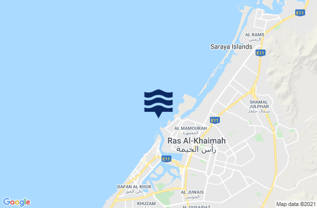 Mappa delle maree di Ras al Khaymah, Iran
