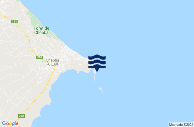 Mappa delle maree di Rass Kaboudia, Tunisia
