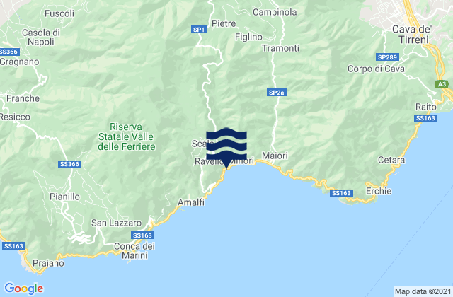 Mappa delle maree di Ravello, Italy