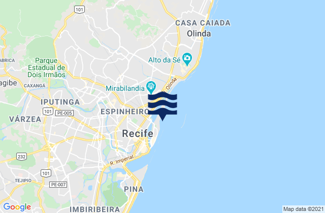 Mappa delle maree di Recife, Brazil