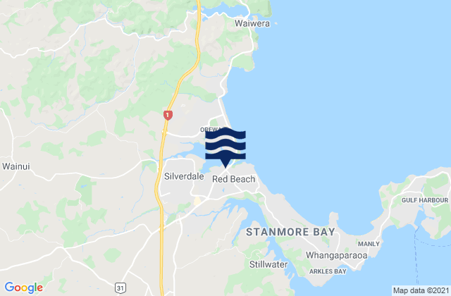 Mappa delle maree di Red Beach Auckland, New Zealand