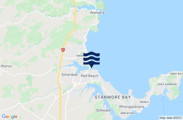 Mappa delle maree di Red Beach, New Zealand