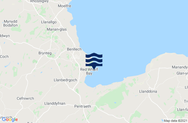 Mappa delle maree di Red Wharf Bay Beach, United Kingdom