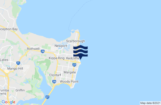 Mappa delle maree di Redcliffe Beach, Australia