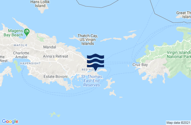 Mappa delle maree di Redhook Bay (Saint Thomas), U.S. Virgin Islands
