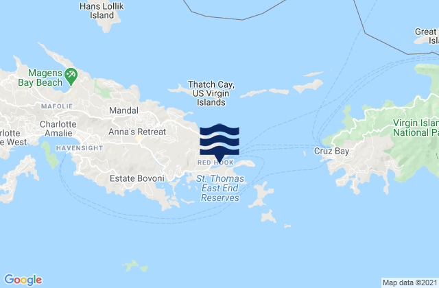 Mappa delle maree di Redhook Bay St. Thomas Island, U.S. Virgin Islands
