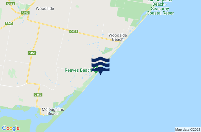 Mappa delle maree di Reeves Beach, Australia
