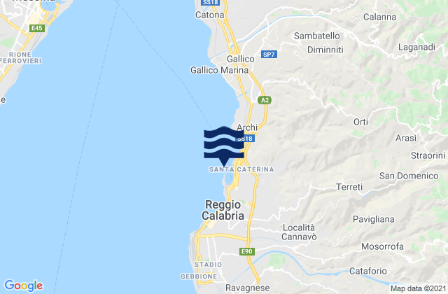 Mappa delle maree di Reggio di Calabria, Italy