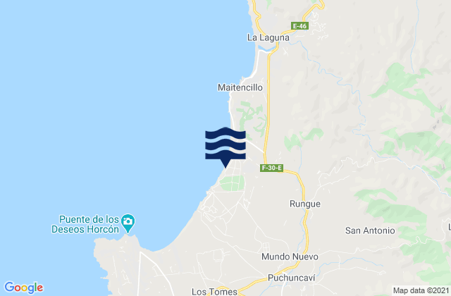 Mappa delle maree di Región de Valparaíso, Chile