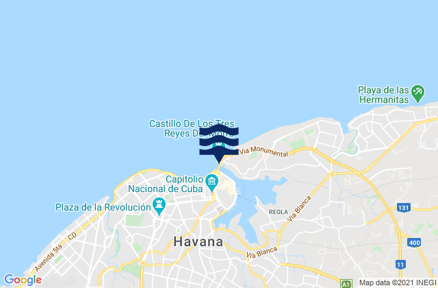 Mappa delle maree di Regla, Cuba