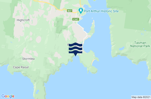 Mappa delle maree di Remarkable Caves, Australia