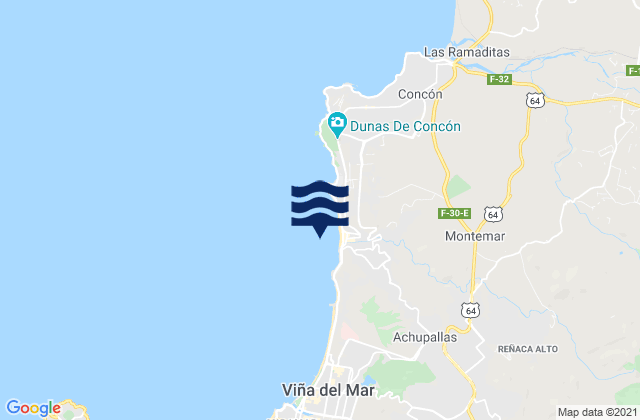 Mappa delle maree di Renaca, Chile