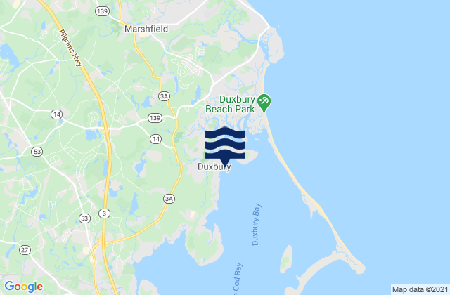 Mappa delle maree di Residents Beach Duxbury, United States